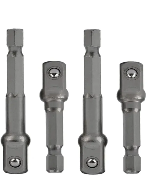 1/4 Hex To 3/8 Socket Adapter,1/4‘ Hex To 3/8‘ Square Socket Bit Adapter,Power Tool Replacement Part Adapter Suitable For Drill Driver Socket Driver Electric And Pneumatic Drill (4 Pieces)
