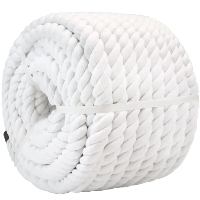 1 Inch X 100 Feet White Cotton Rope Strong Triple Strand Natural Twisted Cotton Rope For Landscaping, Railing, Climbing,Decorating,Tug Of War
