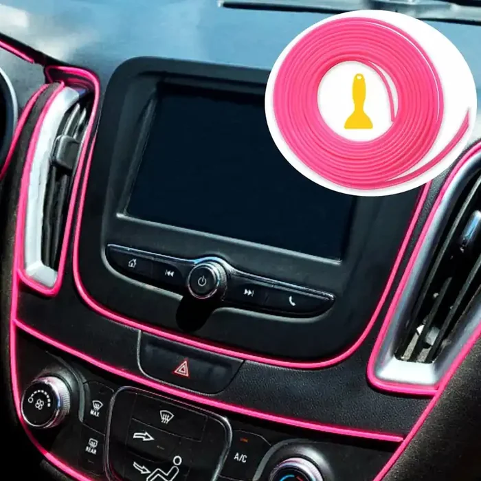 10Ft (3M) Pink Molding Gap Trim For Car Edges Decorative Diy Flexible Strip (Pink)