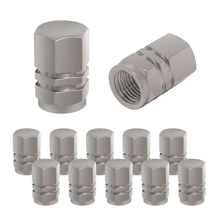 12 Pcs Car Tire Valve Stem Caps, Airtight Caps/Covers, Universal For Cars, Bicycles, Motorcycles, Suvs, Car Accessories For Men Women (Gray)