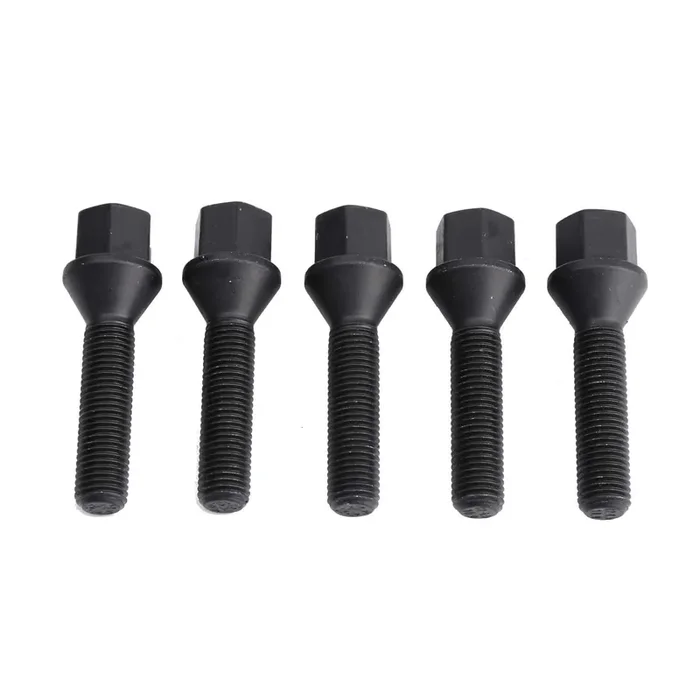 12X1.5Mm Tuner Lug Bolts, Ksp Conical Seat Extended 40Mm Shank 17Mm Hex For Aftermarket Wheels, 5Pcs Black