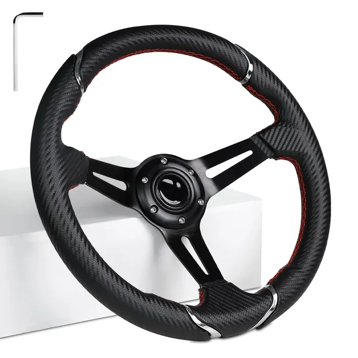 13.7” 350Mm Deep Dish Steering Wheel, Racing Golf Cart Steering Wheel, Fit Club Car Ds And Precedent,Yamaha Ezgo Rxv & Txt Golf Cart