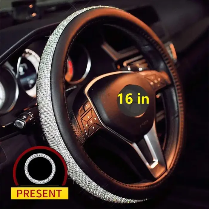 16 In Steering Wheel Cover Bling Truck Steering Wheel Cover Women With 1X Bling Ring Accessories