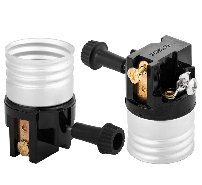 (2 Pack) 3 Way Socket Replacement For Lamp, Medium Base Interior Only, Incandescent Lamp Holder, Removable Turn Knob, 2-Circuit.