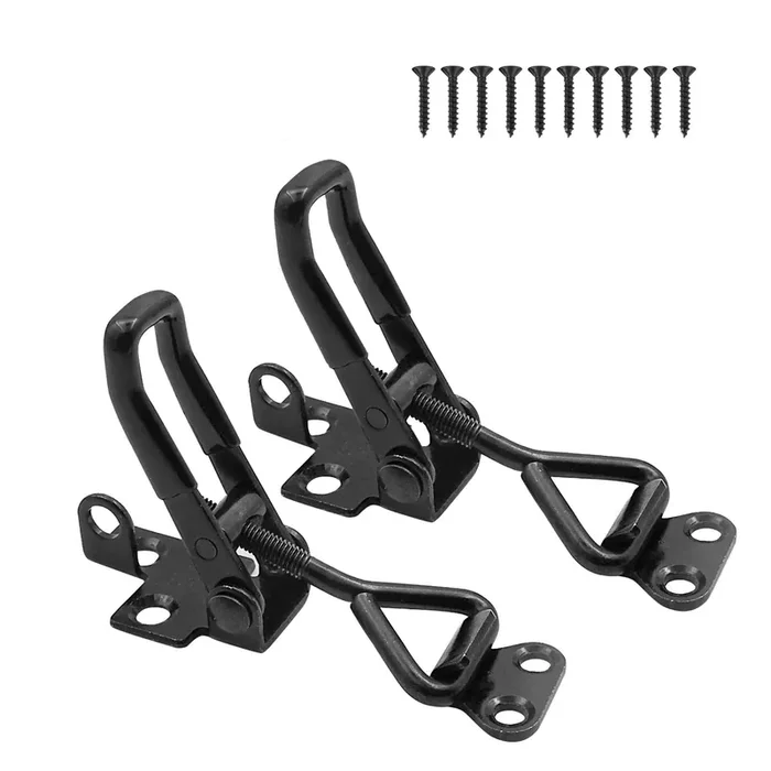 2 Pack Adjustable Black Toggle Clamp Latch(4002) Heavy Duty 550 Lbs Capacity Toggle Latch & Quick Release Metal Pull Latches, Easy To Install For Lid Box Case Door Smoker(Come With 10Pcs 0.78‘ Screws)
