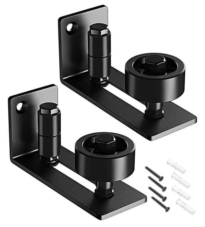 2 Pack Barn Door Floor Guide – Sliding Barn Door Bottom Guide For Bottom Adjustable Roller 8-Setup Options – Quiet Operations, Flush Design With Felt Strips