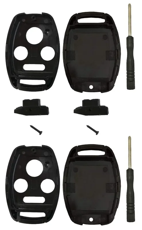2 Pack Key Fob Shell Case Fit For Honda Accord Civic Ex Pilot Keyless Entry Remote Key Housing Replacement With Free Screwdriver Casing Only (Black 2 Pack)