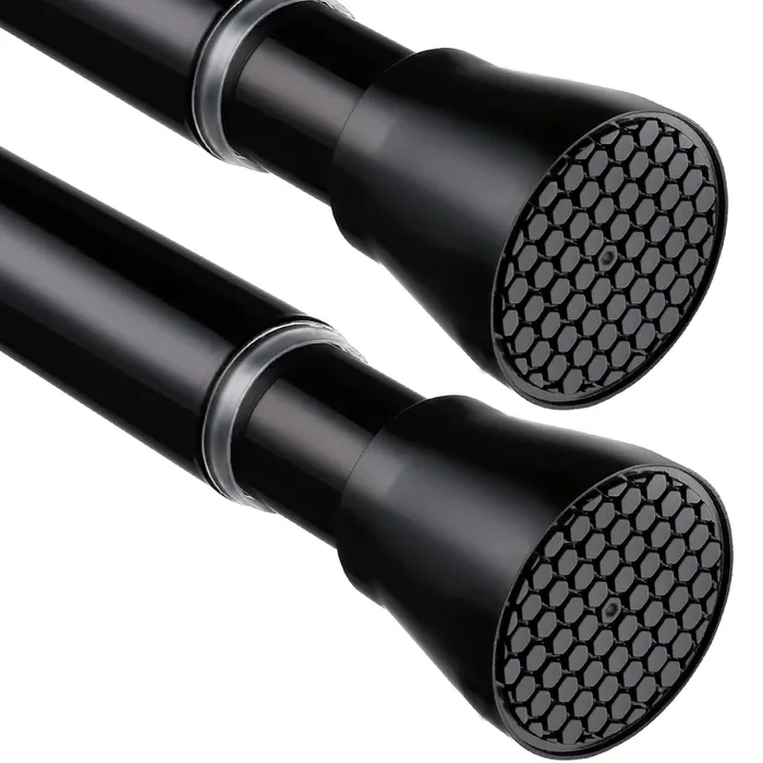 2 Pack Tension Curtain Rod 33 To 59 Inches, Adjustable Expandable Pressure Spring Curtain Rod No Drilling, 7/8‘ Shower Curtain Rod For Bedroom Doorway Closet Door