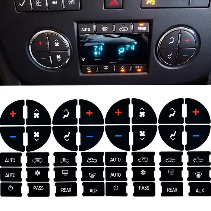 2 Packs Ac Dash Button Repair Kit -Compatible With Chevy, Best For Fixing Ruined Faded A/C Control Buttons – Decal Replacement Fits Select 07-14 Gm Vehicles – Car Suv Van Truck Accessories