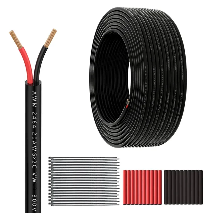 20 Gauge 2 Conductor Electrical Wire 100Feet 20/2 Extension Cable Ul2464 Dc5V/12V/24V/300V 20Awg Stranded Pure Copper Low Voltage Wire For Automotive Lamps Strip Waterproof Outdoor Landscape Wire
