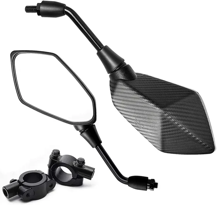 【2021 Upgraded】Motorcycle Convex Rear View Mirror, Mirrors For Bike,Motorcycle,Atv,Scooter, With 10Mm Bolt, 7/8″ Handle Bar Mount Clamp For Cruiser, Suzuki， Honda, Victory And More