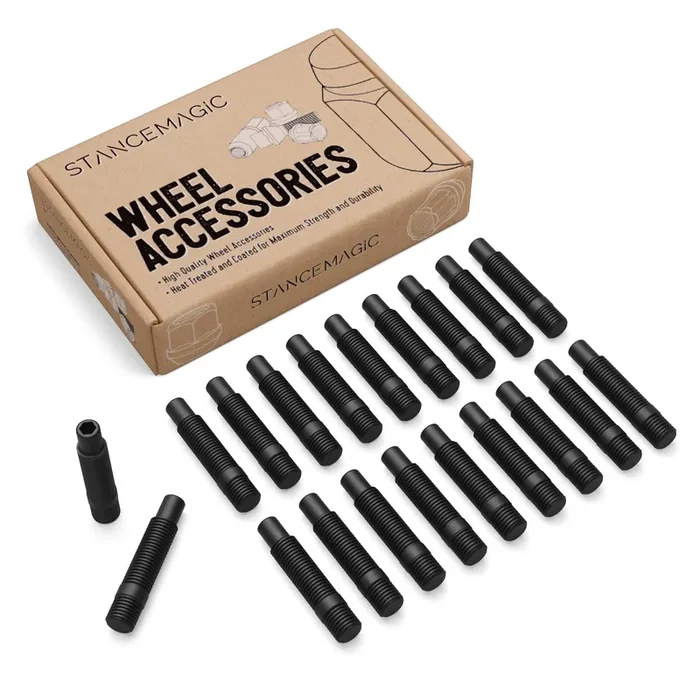 20Pcs Extended Black Wheel Stud Conversion – 12X1.5 To 12X1.5, 60Mm Total Length, 44Mm Shank Length – Compatible With Bmw 1 3 5 Series (Ensure Vehicle Uses 12X1.5 Bolts) Screw Adapter