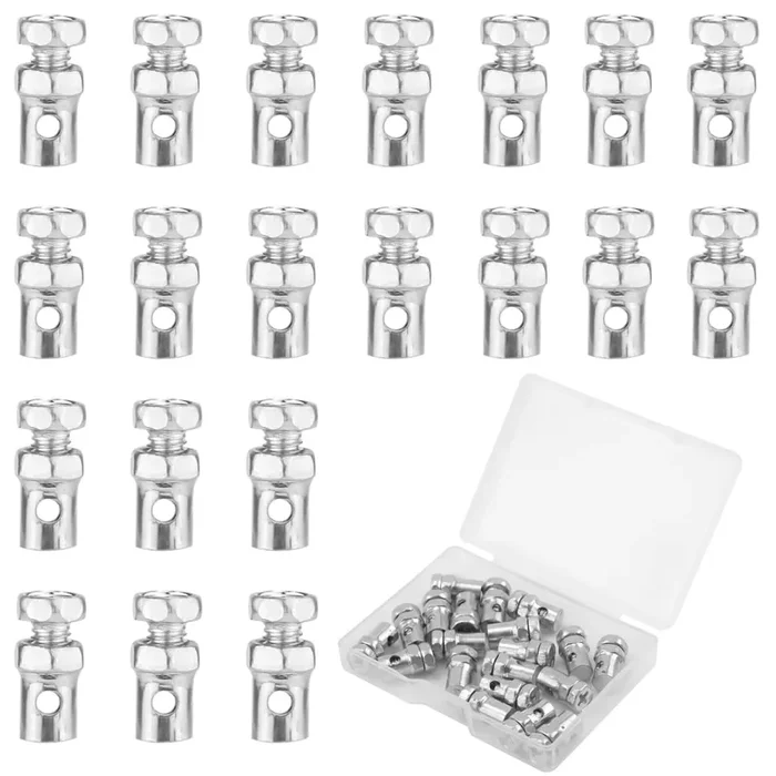 20Pcs Universal 1/8‘ Clutch Brake Throttle Cable Ends, Go Kart Throttle Cable Stops Locks Repair Kit Bicycle Brake Cable Crimp Ends For Bike Motorcycles Scooters Lawn Mowers Tractors Parts (Silver)