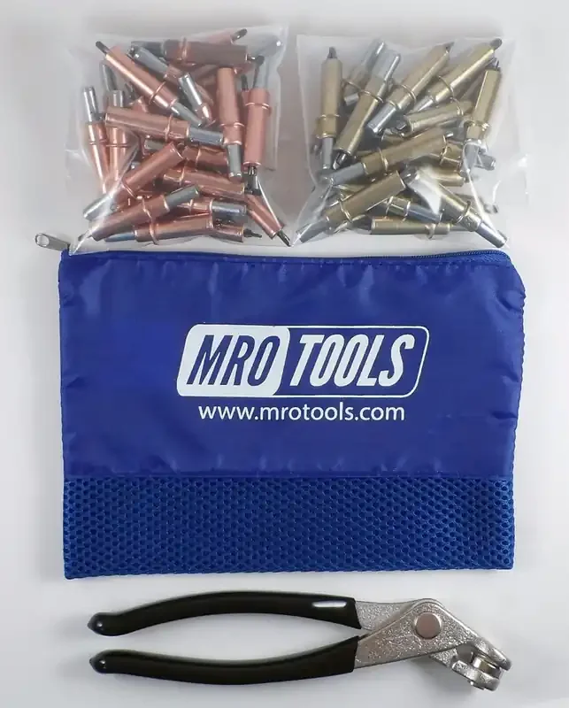 25 1/8 And 25 3/16 Cleco Fasteners + Cleco Pliers + Mesh Carry Bag – Cleco Fasteners Kit (K4S50-1)