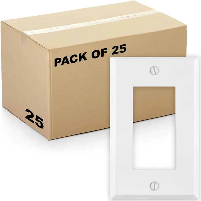 (25 Pack) 2-Gang Decora Switch Cover, Decorator Light Switch Or Receptacle Outlet Wall Plate, White Painted Metal, 2-Gang Standard Size 4.5‘ X 4.56‘, Corrosion Resistant, Made Of Unbreakable Metal