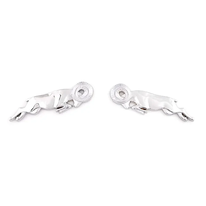 2Pcs 3D Car Emblem For Leaping Ram Body Fender Emblem Premium Car Nameplates For Ram 1500 (Silver)