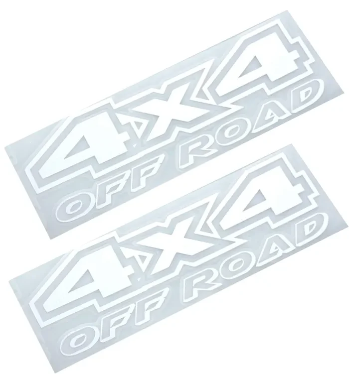 2Pcs 4X4 Offroad Decals, Brushed Print Effect Black Vinyl Replacement Stickers For F150 Gmc Sierra Chevy 1500 2500 Chevrolet Silverado (White)