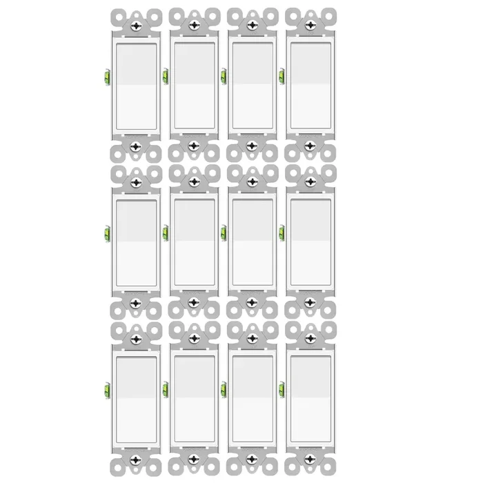 3 Way Decora Switch White, Greencycle 12 Pack Three Way Light Switch Rocker Switch 15A 120/277V, On/Off Rocker Paddle Interrupter, Residential/Commercial Grade,Home & Office,Ul/Cul