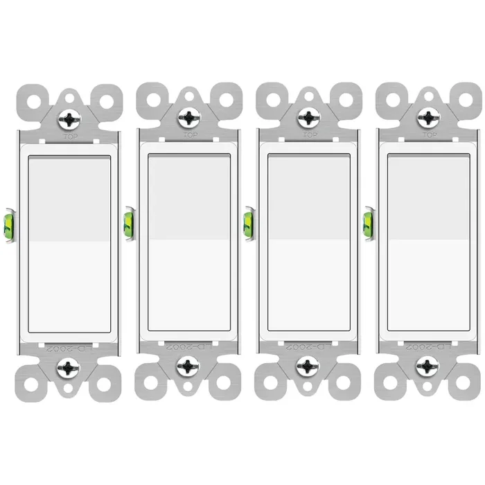 3 Way Decora Switch White, Greencycle 4 Pack Three Way/Single Pole Light Switch Rocker Switch 15A 120/277V, On/Off Rocker Paddle Interrupter, Residential/Commercial Grade,Home & Office,Ul/Cul