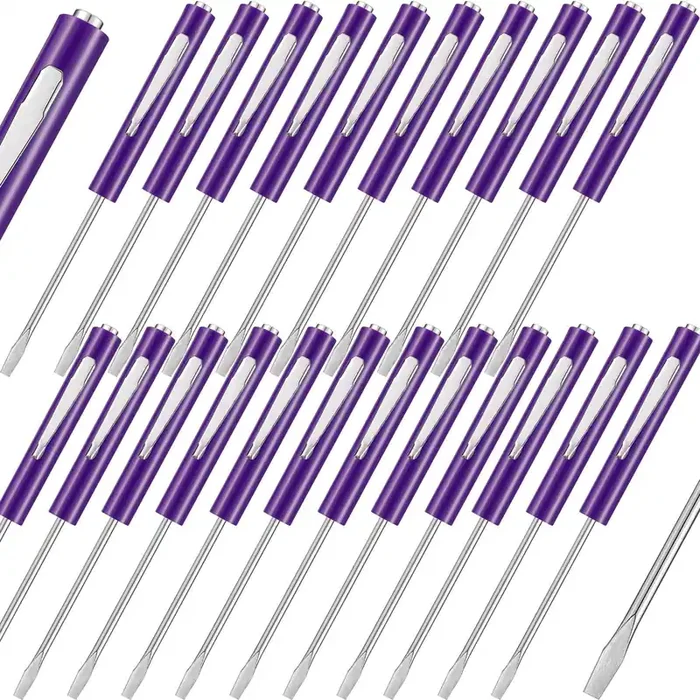 30 Pcs Pocket Screwdriver Mini Tops And Pocket Clips Magnetic Slotted Screwdriver Pocket With Magnet Small Slotted Screw Driver For Mechanical Electrician Technician Repair Tool (Purple)