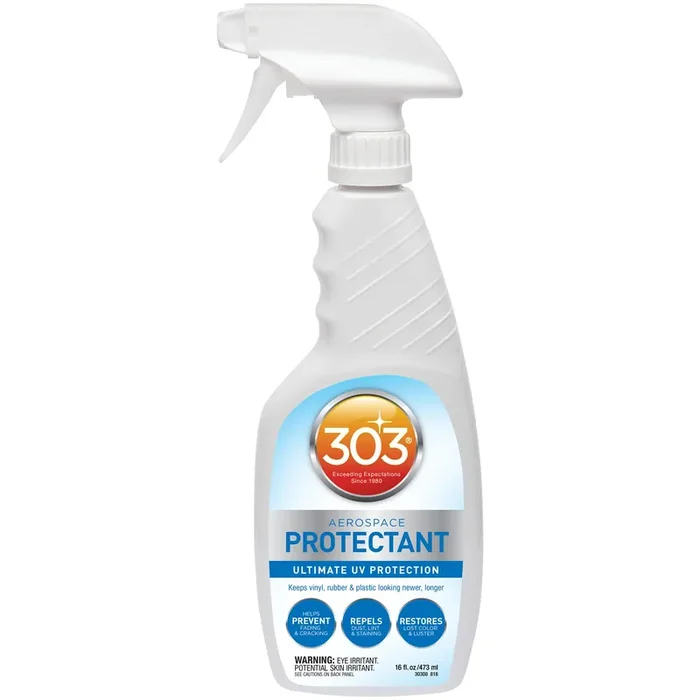 303 Products (30308Csr) Uv Protectant Spray For Vinyl, Plastic, Rubber, Fiberglass, Leather & More – Dust And Dirt Repellant – Non-Toxic, Matte Finish, 16 Fl. Oz., White