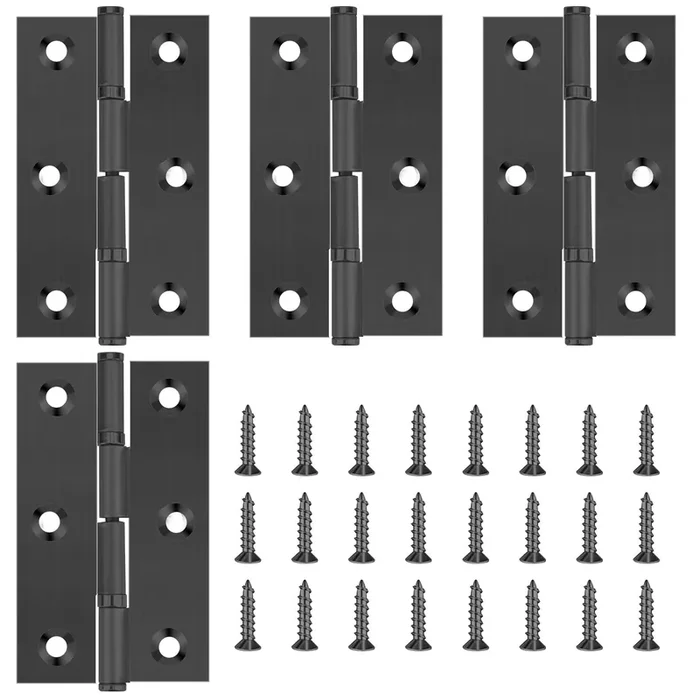 4 Pack 3 Inch Door Hinges Stainless Steel Folding Bifold Butt Cabinet Hinges Black Door Hinges With Screws For Door, Furnitures, Wooden Boxes, Windows, Cupboard, Dressers