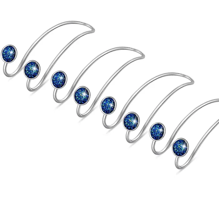 4 Pack Bling Bling Car Hooks, Universal Car Headrest Hooks, Strong Stainless Steel Car Seat Headrest Hanger Hooks For Purses & Grocery Bags (Blue)