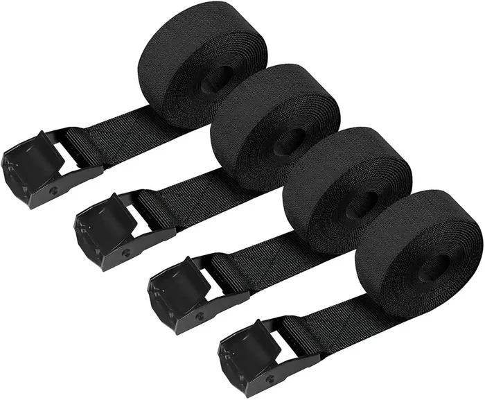 4 Pack Tie Down Straps,5Ft X 1‘ Lashing Straps With Adjustable Buckle Heavy Duty Secure Straps Up To 600 Lbs For Cargo, Luggage, Bicycles, Motorcycles, Truck, Suv, Car Roof Rack, Canoe