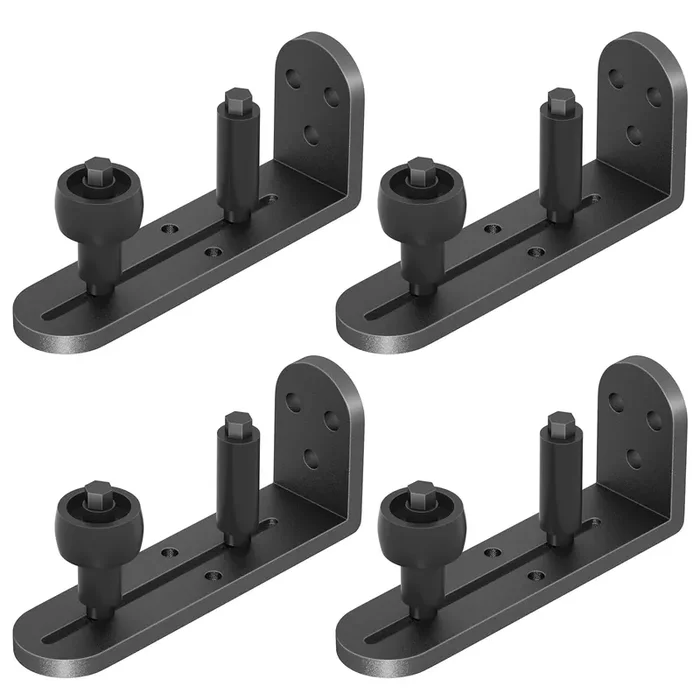 4Pcs Sliding Barn Door Floor Guide, Adjustable Rollers Barn Door Hardware, Barn Door Rollers, Flush Flat Bottom Design, Rounded Edge Design