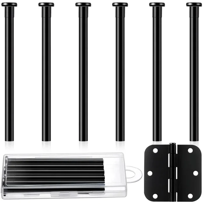 6 Pack Hinge Pins For Doors 3.5 Inches Door Hinge Pin Oil Rubbed Bronze Door Pins For Interior Door Security Replacement (Black)