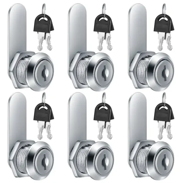 6 Pieces Cam Lock(Each Cam Lock Comes With 2 Same Keys) File Cabinet Cylinder Cam Lock, 5/8 Inch Keyed Cam Lock, For Security File Drawer Mailbox Rv Camper Door Storage Toolbox Replacement Lock