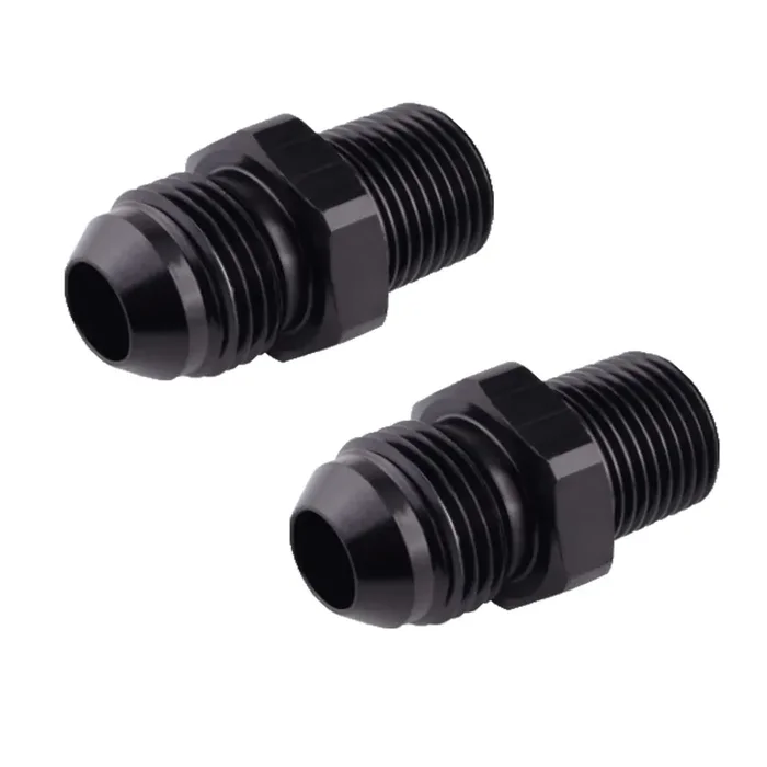 6An Male Flare To 1/4‘ Npt Pipe Fitting Adapter, 2Pcs Aluminum Straight 6An To 1/4 Npt Adapter For Automotive Replacement Fuel System Fittings. (Black)