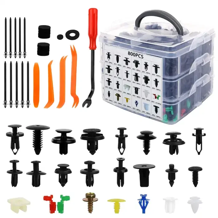 835 Pcs Car Push Retainer Clips And Plastic Fasteners Kit – 24 Sizes Nylon Bumper Fender Clips Plastic Rivets With Fasteners Removal Tool For Toyota Gm Ford Honda Acura Chrysler