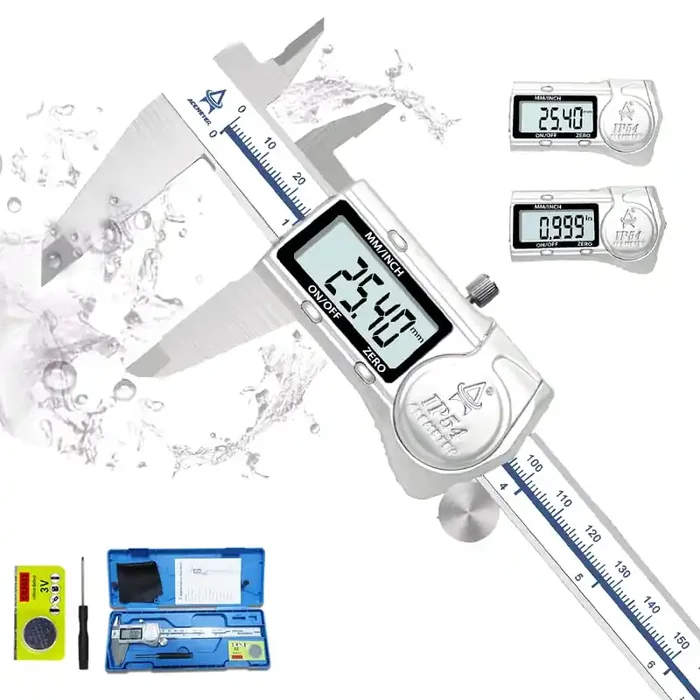 Acemeter Digital Caliper,6 Inch Caliper Measuring Tool,Ip54 Waterproof Protection Design,Large Lcd Screen,Electronic Digital Micrometer With Inch Metric Fraction