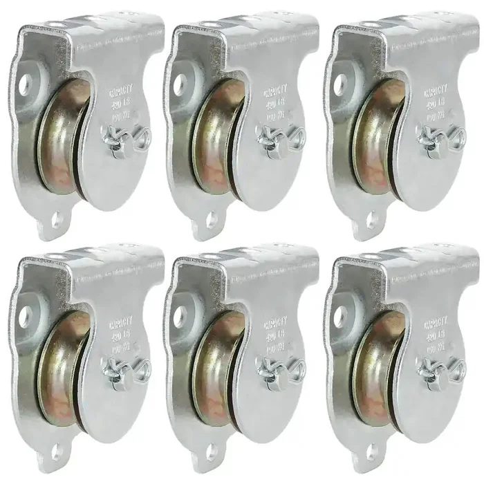 Aconnet 6 Pack Wall Mounted Pulley 1-1/2 Inch Wall And Ceiling Mount Single Pulley For 3/8″ Wire Or Rope, Zinc-Plated
