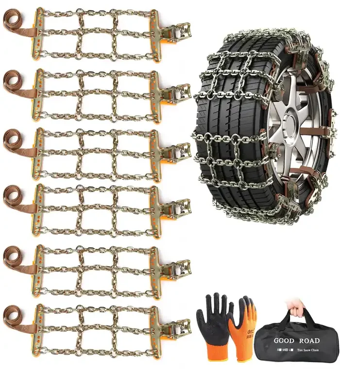 Agnuk Thickened Snow Chains, 6 Pack Tire Chains For Truck Suv In Snow, Ice, Sand And Mud (Tire Width 195-225Mm)