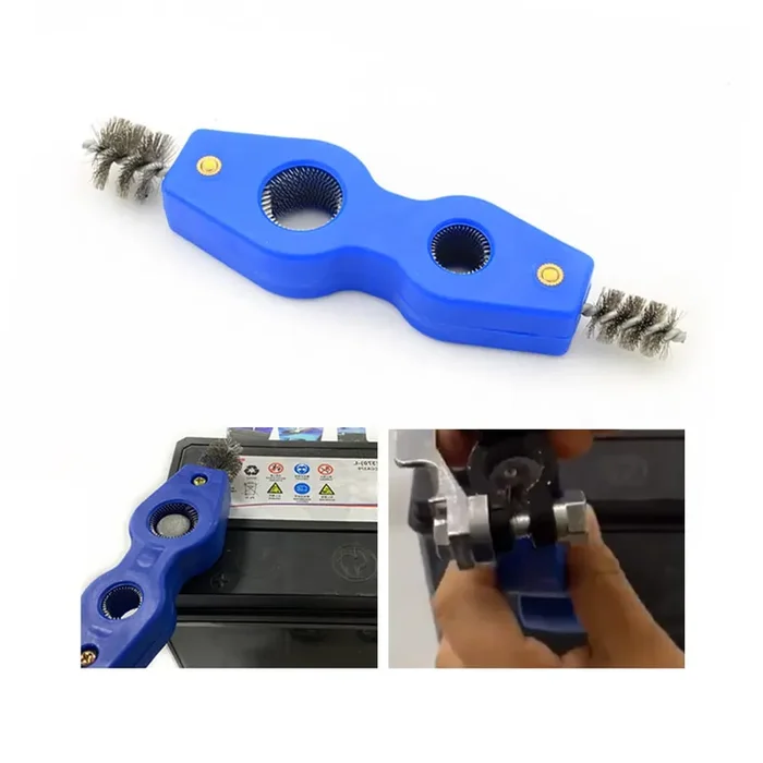 Aicel 2 Pieces Car Battery Terminal Cleaners, 4 In 1 Car Battery Cleaning Brush With Steel Wire, Anti-Corrosion Battery Terminals Machine Parts Cleaning Tools Universal For Automotive And Marine