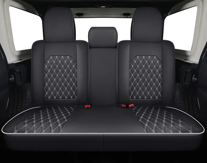 Aierxuan Jeep Wrangler Jk Jl 4-Door Back Seat Covers Custom Fit 2007-2023 Unlimited Rubicon 392 Sahara Willys Sport High Altitude 4X4 Truck Pickup Waterproof Leather(Rear Seat/Black-W)
