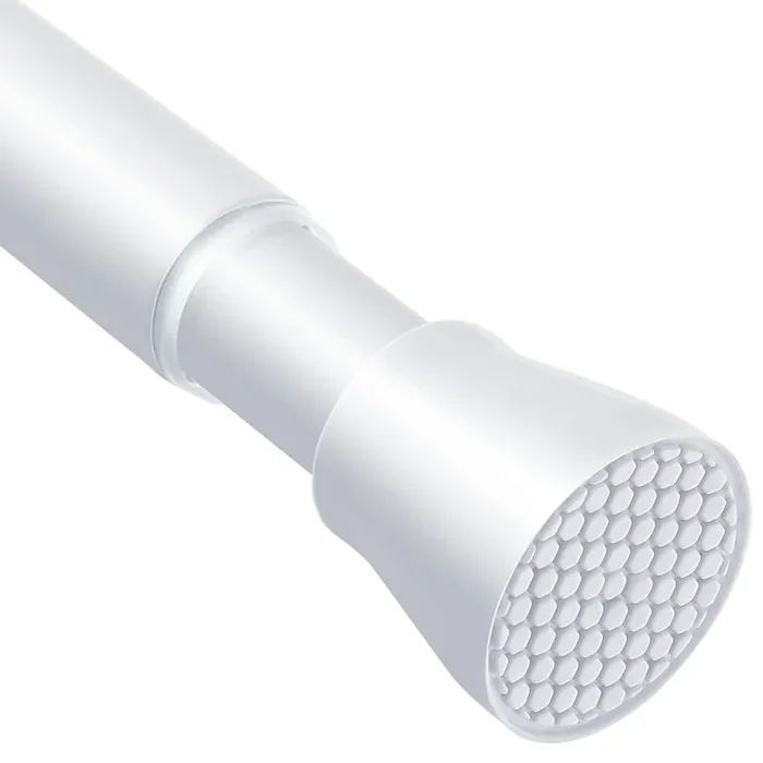 Aizesi 1Pcs Tension Curtain Rod Spring Tension Rods For Windows 28 To 48 Inch, 7/8‘ Diameter White, Adjustable Curtain Rods No Drilling Spring Curtain Rod For Doorway, Bathroom, Closet, Kitchen