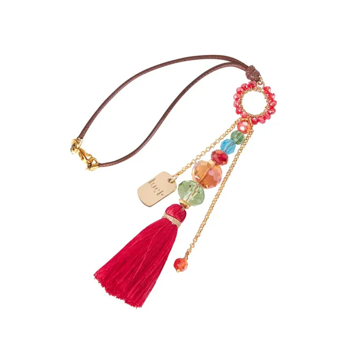Akitai Rear View Mirror Tassel – Sun Catcher Rearview Mirror Charm And Red Tassel For Cars, Transforms Sunlight And Diffuses Colors And Joyous Energy Throughout The Car With Various Stones