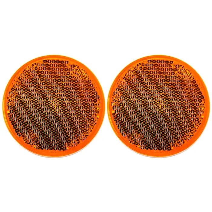 [All Star Truck Parts] [Qty 2] [Amber] 2 Inch Round Reflector Bike,Trailer, Truck, Boat, Mailbox, Construction, Equipment, Rv, Camper With Super Strong Adhesive Dot/Sae Approved (Amber)