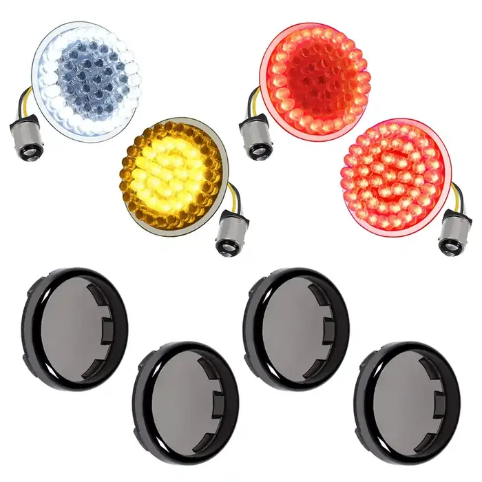 Amazicha 1157 Led Motorcycle Turn Signals 2‘ Bullet Front Rear Turn Signals Lens Covers Kit Compatible For 1986-2024 Harley Touring Street Glide Dyna Sportster Softail Electra Road Glide Iron 883