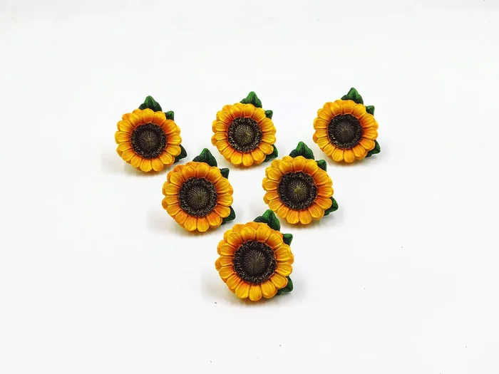 Amyoxu Sns Sunflower Vintage Kitchen Resin Drawer Pulls Cabinet Knobs Handles Country Home Decoration (Pack Of 6)