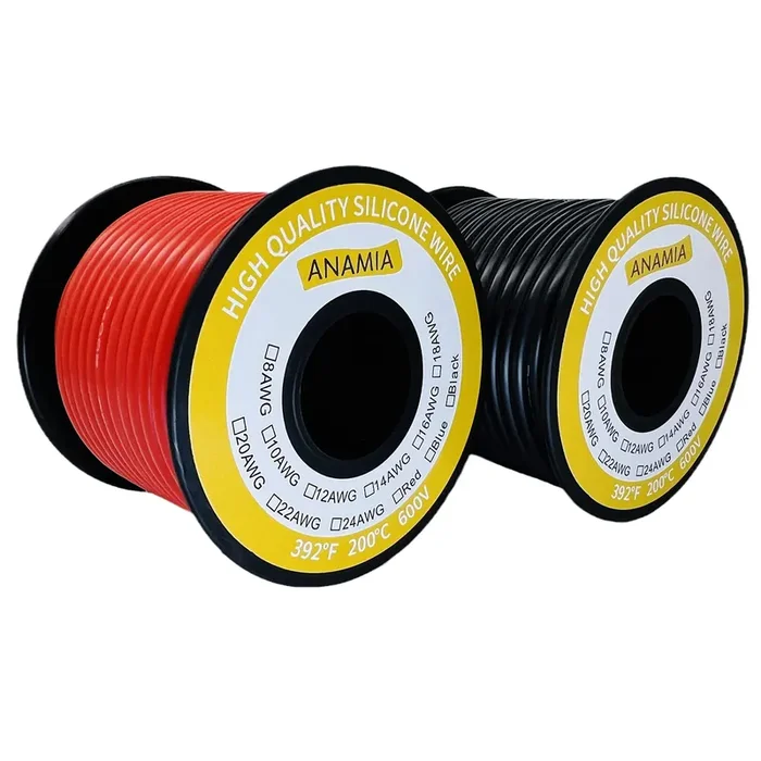 Anamia 14 Gauge Stranded Copper Wire 80Ft, Flexible 14 Awg Silicone Wire, 392? High Temperature 14Awg Automotive Wire, Primary Electronic Hook Up Wire (40Ft Black + 40Ft Red Spools)