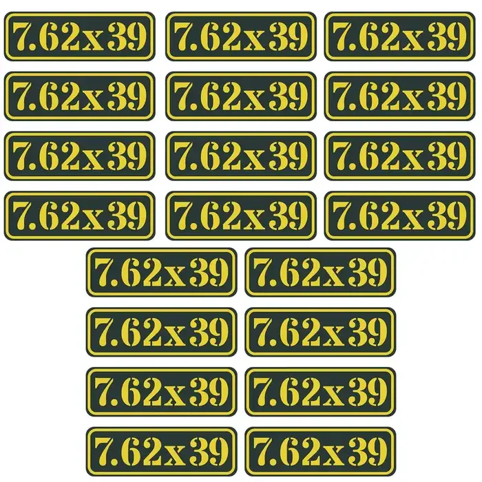 Aolamegs Ammo Can Vinyl Sticker Set Decal Label 9Mm 5.56 7.62 12Ga .22 .223 .308 .300 .380 .45 (20 Pack/7.62*39)