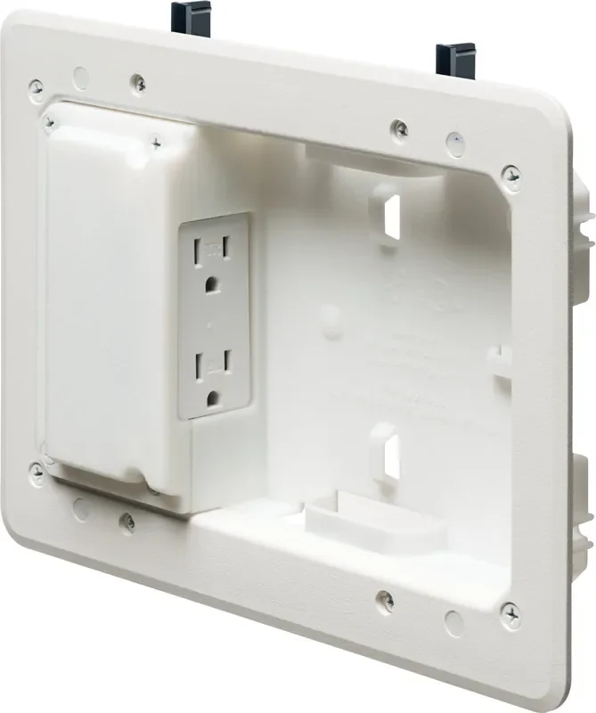 Arlington Tvl508-1 Low Profile Tv Box For Shallow Walls, 8-Inch X 5-Inch Box, 1/2-Inch Or 5/8-Inch Drywall, 1-Pack