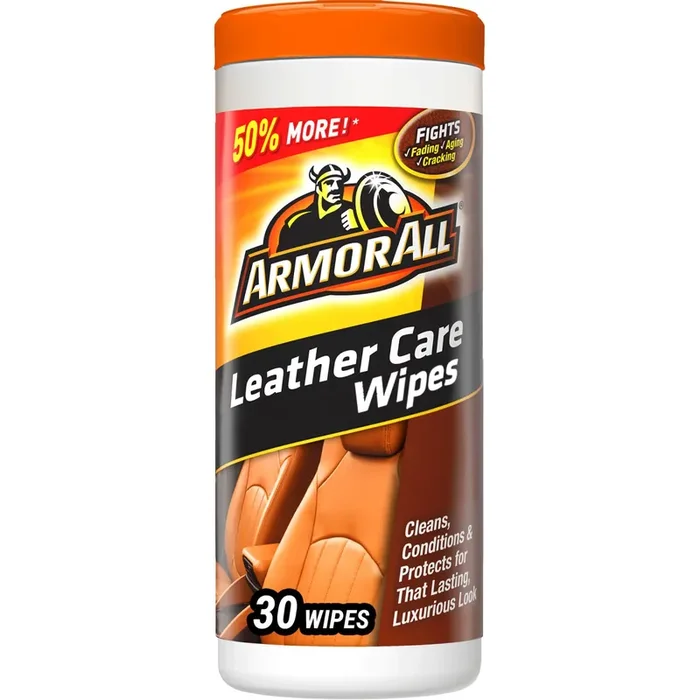 Armor All Car Interior Cleaner Leather Wipes – Cleaning For Cars & Truck & Motorcycle, Beeswax, 20 Count (Pack Of 6), 18933-6Pk