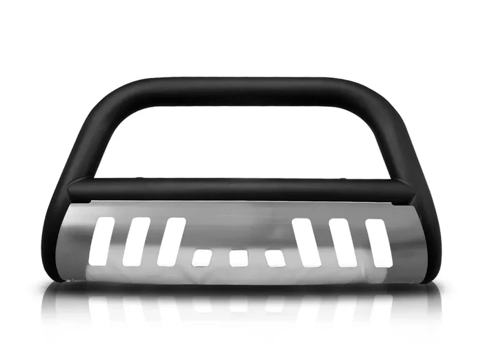 Armordillo 8705230 Classic Series Bull Bar – Matte Black With Aluminum Skid Plate Fits 2019-2021 Chevy Silveardo/Gmc Sierra 1500