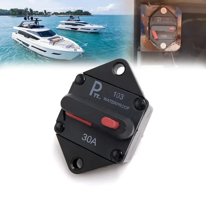 Arts Ptt Hi-Amp Circuit Breaker T3 With Manual Thermal Reset, Water Proof,Resistant Ip 67,Extended Face Parallel Bolt Mount 1/4‘ For Marine Rv Truck Boat Marin (Panel Mount, 30A)