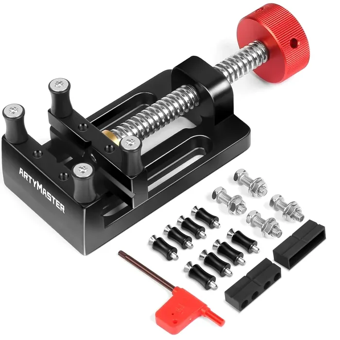 Artymaster Mini Drill Press Vise With Rubber Soft Jaws, 0-2.48‘ Clamping Range Mini Vice Clamp For Crafts, Jewelry Making, Modeling And Repairs, Precision Aluminum Small Vise For Small Projects